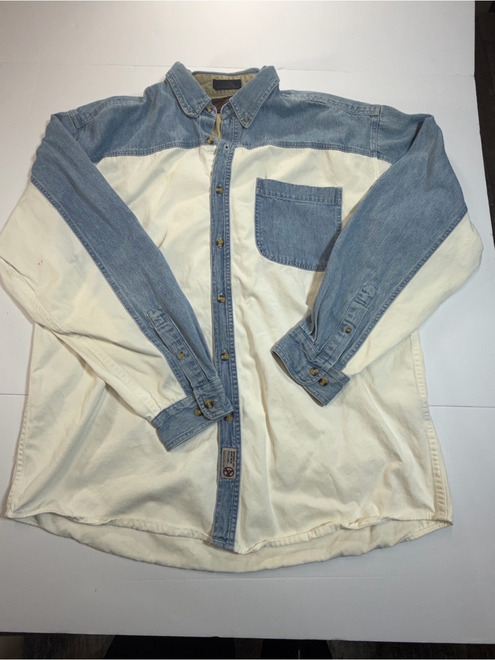 Vintage GFC Colorblock Denim Button Down Shirt XL